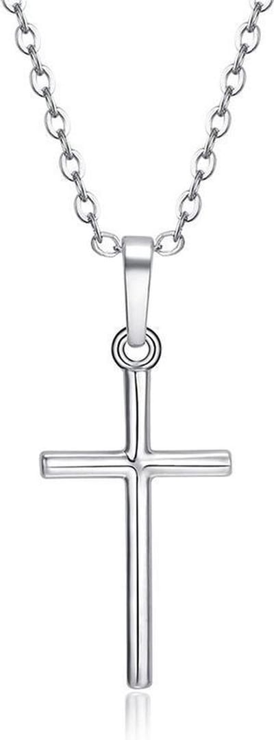 ketting dames | ketting dames met kruisje | ketting met kruis hanger | zilverkleurig | cadeau voor vrouw |