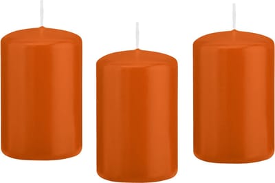 Trend Candles Cilinderkaars/stompkaars - 8x - oranje - 5 x 8 cm - 18 branduren - met brandvertragende folie