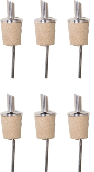 Bar Professional Schenker natuurkurk met korte schenker Kunststofrvs Zilver 6 stuks