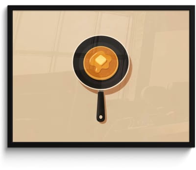 Poster in lijst - Fotolijst 70x50 cm - Posters - Pannenkoek - Koekenpan - Boter - Minimalistisch - Posterlijst zwart - Decoratie - Wanddecoratie woonkamer - Muurdecoratie slaapkamer