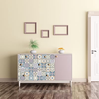 Meubeldecoratiestickers - Zelfklevende stickers voor keuken en woonkamer - 60 SANGALO Cementtegel meubelstickers - 60 stickers 20x20cm