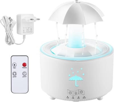 Roterende regenwolken luchtbevochtiger met 7 kleuren led 300 ml aromatherapie diffuser met afstandsbediening voor slaapkamer en woonkamer.