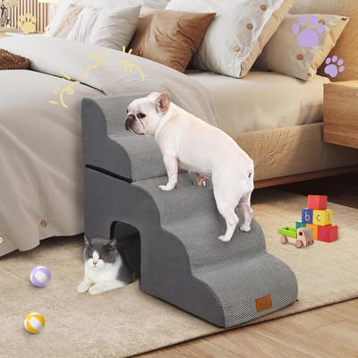5 stappen hondentrap voor hoge bedden - Antislip huisdiertrap voor kleine honden