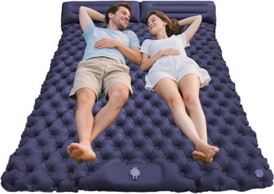 Campingbed Luchtbed - Slaapmat Outdoor - Kamperen Reizen - Geïntegreerde Voetpomp - 190 x 120 cm - Donkerblauw
