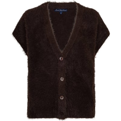 Red Button vest SRB5116 Sleeveless Fuzzy - Espresso