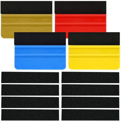 Dailygoods- Folie Rakel 12 Set - Vilt Randen - Perfect voor Autofolie/Raamfolie - Geen Gereedschap Nodig - Geschikt voor Alcantara Folie - Ideaal voor Aanbrengen en Vervangen