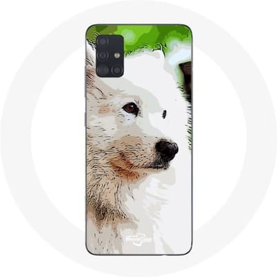 Samsung Galaxy A51 Hoesje Witte Samojeed Hond wit