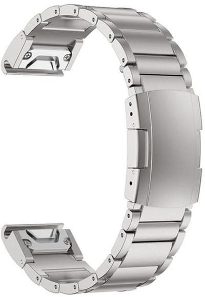 Titanium bandje - RVS - geschikt voor Garmin Fenix 5 / 5 Plus / 6 / 6 Pro / 7 / 7 Pro / 8 (47 mm) / E (47 mm) / Epix (Pro) (2) 47 mm/ Quatix 5 / 6 / 7 / 7 Pro / Approach S60 / S62 / S70 47 mm / MARQ / D2 Delta / D2 Mach 1 / Descent G1 - zilver