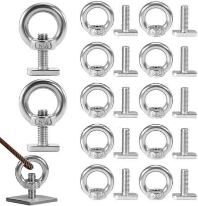 12 Stuks RVS Zurrösen M8*25mm - Ringbouten, Vleugelmoeren en Hamerkopbouten voor Tuin, Trailer en Plantbevestiging
