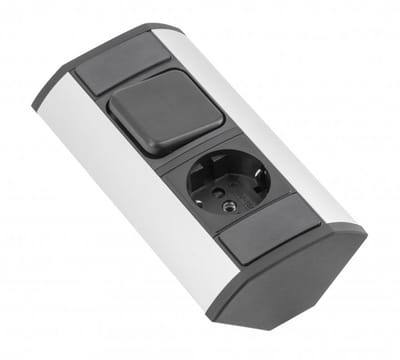 Compact Hoekstopcontact met Schakelaar voor Bureau - 230V, 16A, Geaard