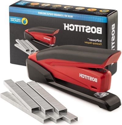 Nietmachine met nietjes - Veeraangedreven nietapparaat - Papierwerk organiseren - Ingebouwde nietverwijderaar - 1260 nietjes - Rood