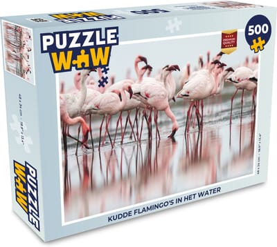 Puzzel Kudde flamingo's in het water - Legpuzzel - Puzzel 500 stukjes