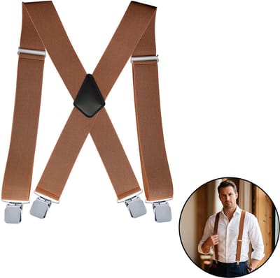 Sorprese Bretels Camel Bruin - 5 cm Breed - X-Model - Verstelbaar, Stijlvol en Comfortabel - Bretels Heren Volwassenen met Brede Clip