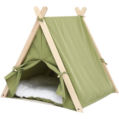 Puppy Huisdier Kat Tent Universeel Multifunctioneel Afneembaar Wasbaar Huisdier Kat Hondenhuis voor Thuis Donker grasgroene kleur