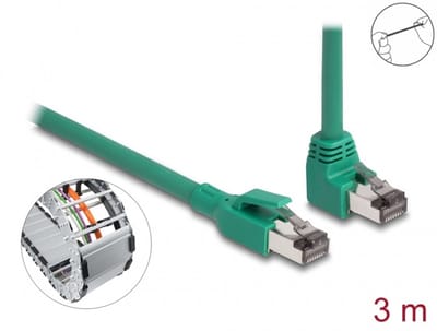 Delock RJ45 Network Cable PROFINET SF/UTP 90° angled 3 m green