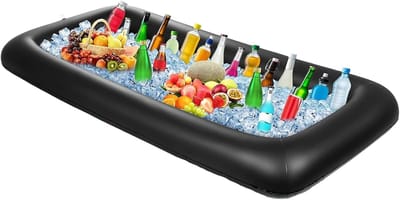 Thijox - IJsbuffet Serveerschaal, Opblaasbare Drankkoeler met Afvoerstop, 130x60x12cm, Zwart, Ideaal voor Feesten, Tuin, Camping en Zwembad