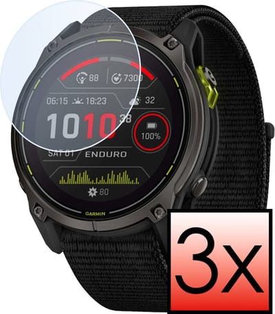 Screenprotector Geschikt voor Garmin Enduro 3 (51 mm) Screenprotector Tempered Glass Gehard Glas - 3 PACK