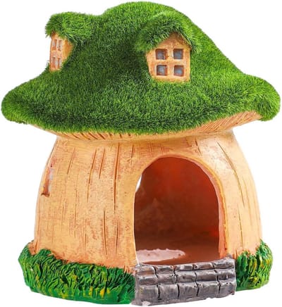 Ronte - Aquariumdecoratie met Groen Mos en Paddenstoelen voor Vissenkom - Visschuilplaats voor Garnalen en Goudvissen - Speelhuis voor Zwemmen - Aquarium Benodigdheden