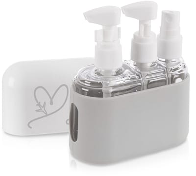 Reisflesjes in Doos 4 delig - Reisflessen - Reiscontainers - Toiletartikelen - Reisflacons - Flessen voor Shampoo - Crème Conditioner - Spoeling - Cosmetica