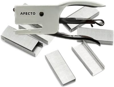 Afecto mini nietmachine met 1000 nietjes - wit - metaal -