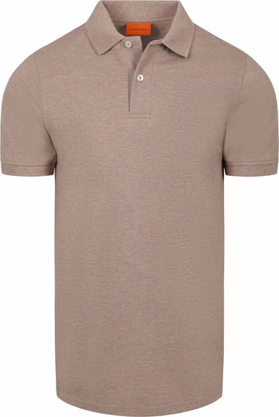 Suitable Poloshirt MEL Pique Camel - Maat S - Heren - Polo shirt Heren met Korte mouw