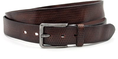 Bruine heren jeans riem 3,5 cm leer met zilverzwarte gesp - Leer - Jeans riem - Verstelbaar - Maat 90