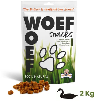Woef Woef Snacks Hondensnacks Eenden Trainers 2.00 KG - Trainingssnacks Hondensnoepjes - Gedroogd vlees - Eend - Vanaf 2 maanden - Geen toevoegingen
