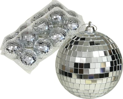 Othmar Decorations discobal kerstballen - 16x - zilver -6 cm -kunststof