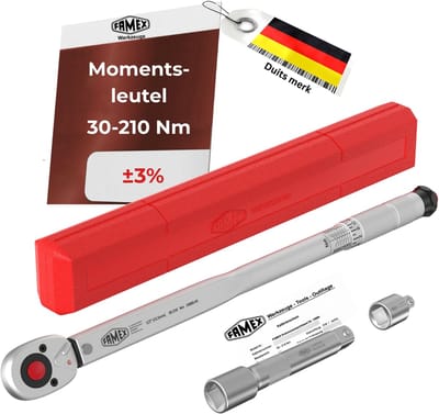 FAMEX 10886 Momentsleutel 1/2” - 30-210 Nm - 3-delig, ±3% tolerantie