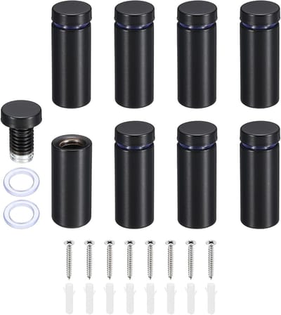 Montage Hardware - Wandbevestiging Schilderijen - Acryl Paneel Ophangen - Verstelbare Schroefdop - 40 x 16 mm - Zwart