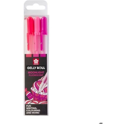 Stylos à encre gel Sakura Gelly Roll - Moonlight Fluorescent - Rouge, Rose, Rose - Portefeuille de 3 roze