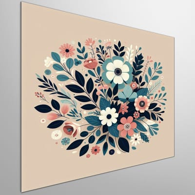 Modern bloemen schilderij | Hedendaagse bloemenpracht in een modern artistiek meesterwerk vervat | Kunst - 40x40 centimeter op Dibond | Foto op Dibond