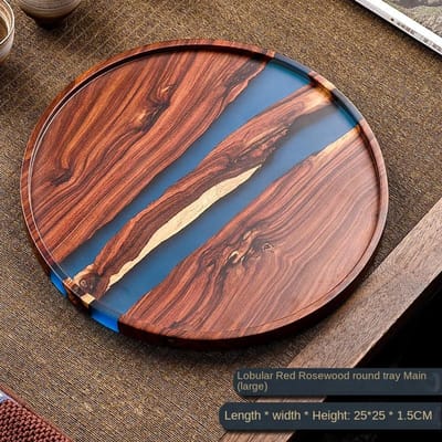Houten theeblad hoogwaardige epoxyhars retro theetafel huishoudelijk klein droog bubbelblad dienblad snack snack dienblad