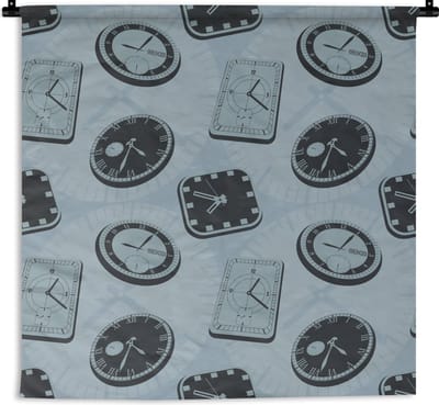 Wandkleed - Wanddoek - Klok - Patronen - Vintage - 180x180 cm - Wandtapijt