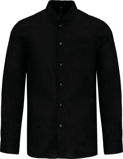 Luxe Overhemd/Blouse met Mao kraag merk Kariban maat XXL Zwart