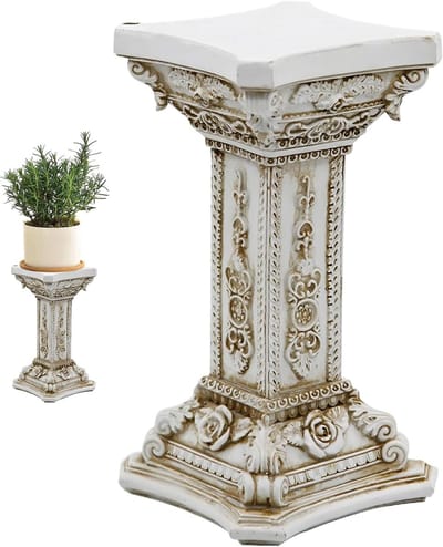 Romeinse zuil - Decoratieve pilaar - Interieur verfraaien - Europees bloemensnijwerk - 165 cm hoog - Wit