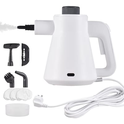 Handstoomreiniger 1000W Krachtige 3,5 Bar Hoge Temperatuur Gecomprimeerde Reiniger met Veiligheidsslot UK Plug wit