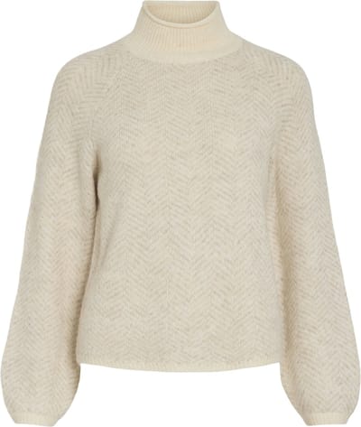 Vila Trui Vilory High Neck L/s Knit Top - Noo 14094181 Eggnog Dames Maat - M