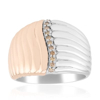 Cavill - Elegante Zilveren Ring 925 Sterling Zilver - 11 I1 Argyle Rose de France Diamanten 0,055 ct - Ronde Briljant - Luxe Dames Sieraad