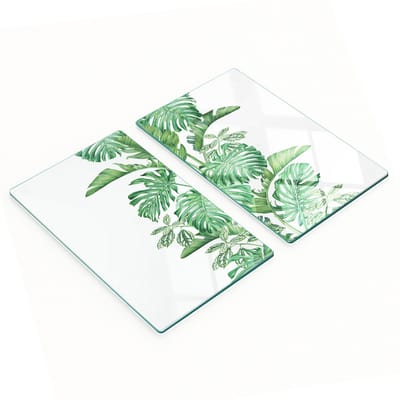 Decoratieve snijplanken van gehard glas met planten- en bladmotief, 2x30x52 cm