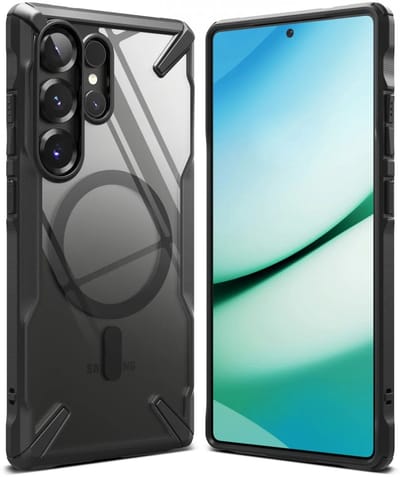 Ringke Hoesje Geschikt voor Samsung Galaxy S25 Ultra | Fusion X Magnetic | Compatibel met MagSafe / Qi2 | Back Cover met Magneet | Militaire Standaard | Zwart