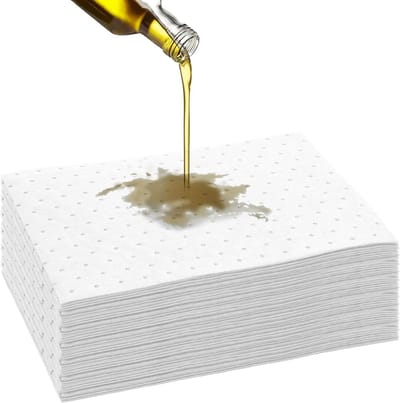 SnelShoppen - Oil Suction Cloths 25 x 33 cm - Oliebindmatten - Zware Olie-Absorptiebladeren - Wit - Geschikt voor Garage, Werkplaats, Oldtimer, Motorf