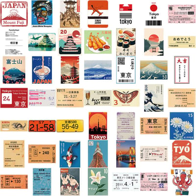 50 100 Stuks Japanse Reiscultuur Stickers Decals Voor Telefoon Laptop Scrapbook Skateboard Gitaar Doe-het-zelf Graffiti Esthetische Stickers beige