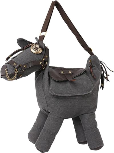Schoudertas Paardenpatroon - Casual Handtas - Dagelijks Gebruik - Verstelbare Schouderriem - 40 x 10 x 25 cm - Bruin