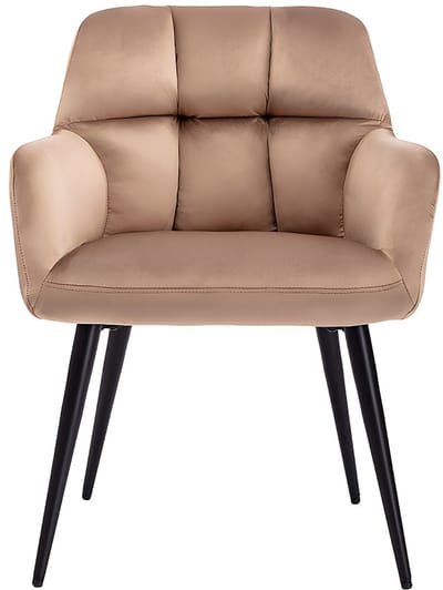 Vente-unique Set van 2 stoelen PEGA - Met armleuningen - Fluweel en metaal - Beige