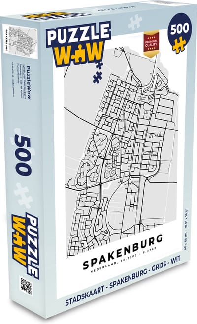 Puzzel Stadskaart - Spakenburg - Grijs - Wit - Legpuzzel - Puzzel 500 stukjes - Plattegrond