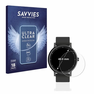 Savvies - Screenprotector voor Horloges (Rond, ø: 40 mm) - Folie Beschermfolie transparant 18 Stuks