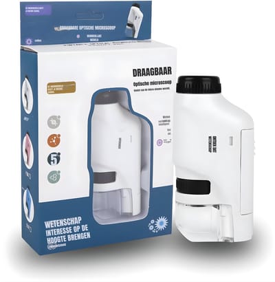DnA® Microscoop Voor Kinderen - Verrekijker Voor Kinderen - Bresser Verrekijker - Verrekijker Speelgoed - Wit - 11cm x 6cm x 11cm