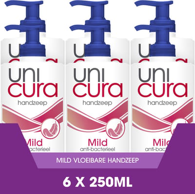 Unicura Mild Antibacteriële Vloeibare Handzeep - 6 x 250 ml - Voordeelverpakking