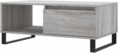 Salontafel - Bijzettafel Koffietafel - Woonkamer Opbergen - Vochtbestendig Bewerkt Hout - 90x50x36.5 cm - Grijs Sonoma